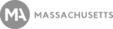 Gray Massachusetts state logo featuring the letters "MA" in a circle followed by the word "MASSACHUSETTS.